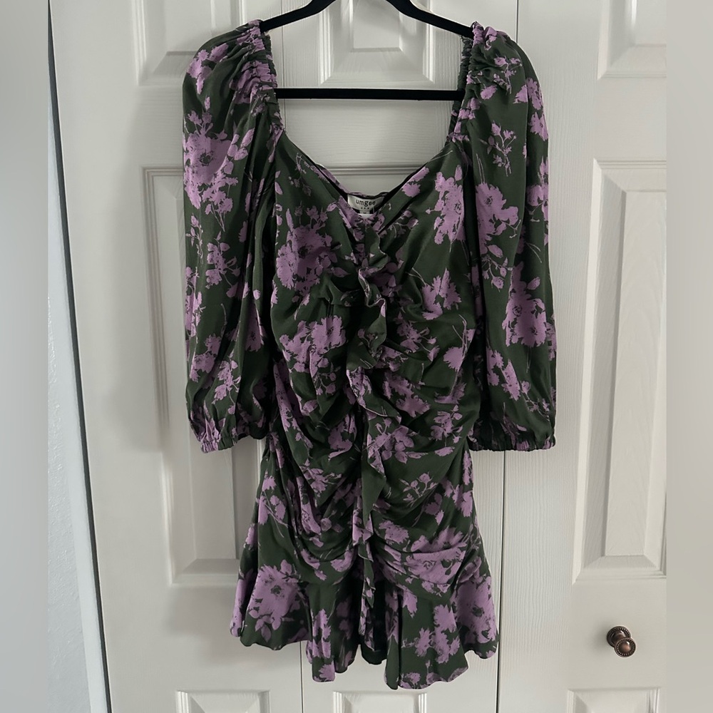 Umgee Green and Purple Floral Mini Dress